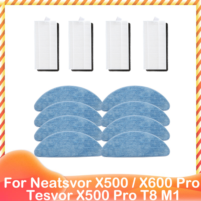 For Neatsvor X520 X500 Tesvor X500 Pro T8 M1 Ikhos Create NetBot S15 S14 Hepa Filter Mop Cloth Main Side Brush: Red