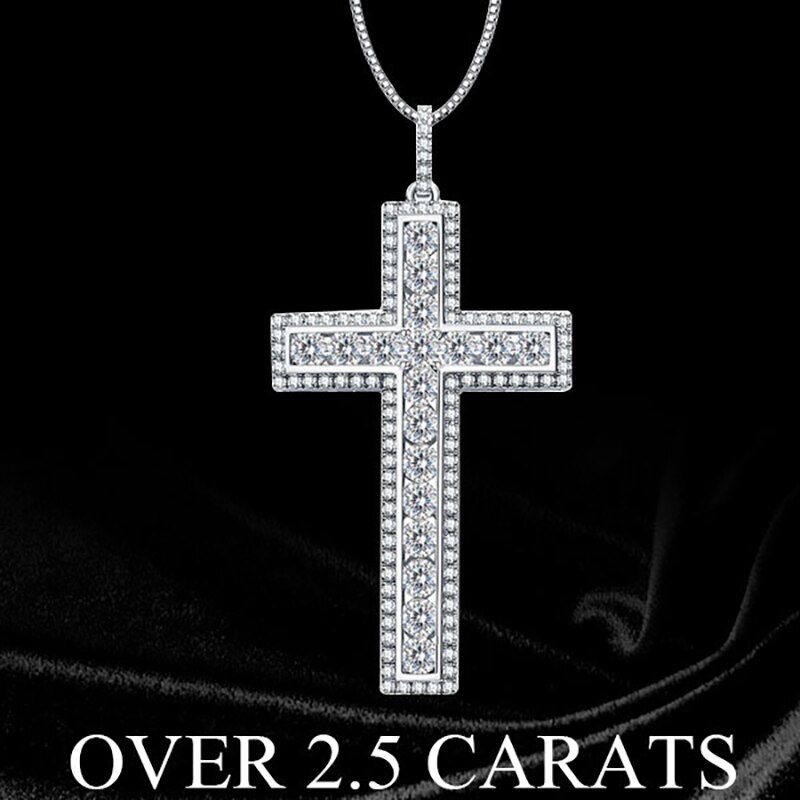 Regalo di compleanno per feste da uomo da donna di lusso classico semplice personalità croce collana gemma lustro croce pendente