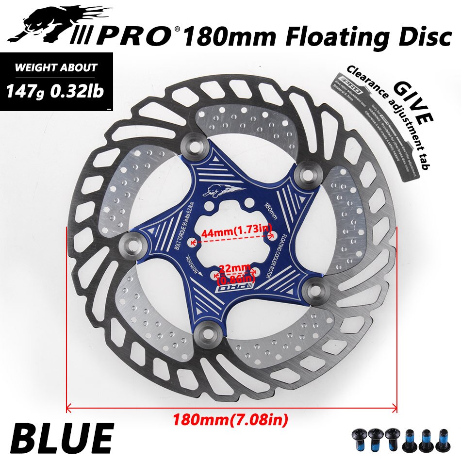 Mountainbike MTB DH 6Zoll 160/180/203mm kühlung Rabatt wärmeableitung Bremsscheibe Unten Hügel schwimm fahrrad bremsscheibe IIIPRO: 180mm Blau