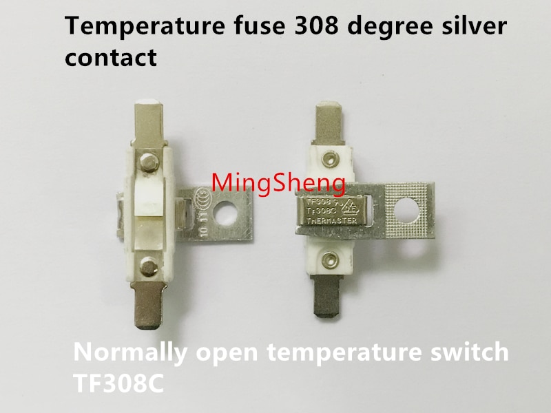 Original 100% China import temperature fuse 308 degree silver contact normally open temperature switch TF308C
