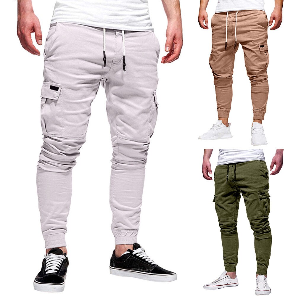 Men's Sport Pure Color Bandage Casual Loose Sweatpants Drawstring Pant: WH / XXXL