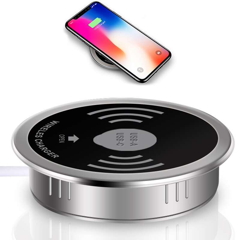 Dual Usb Telefoon Laptop Universele Mobiele Telefoon Snelle Qi Opladen Meubilair Ingebed Desktop Draadloze Oplader