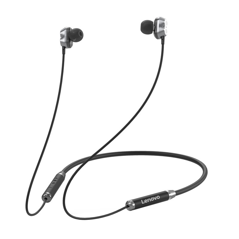 Lenovo-auriculares inalámbricos HE08 con Bluetooth 5,0, dispositivo de audio estéreo HIFI, para deportes y correr, resistente al agua, para iPhone, Xiaomi y Huawei: Black