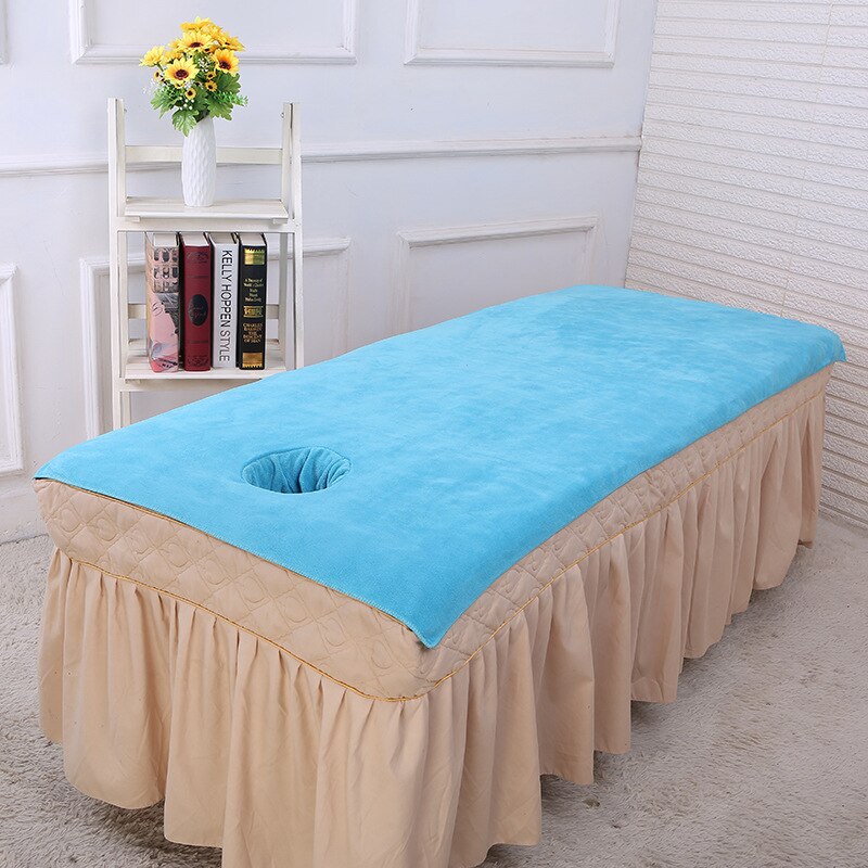 Zacht Microfiber Schoonheidssalon Badhanddoek 80X180Cm Bed Handdoek Met Gat Massage Laken: Lake Blue