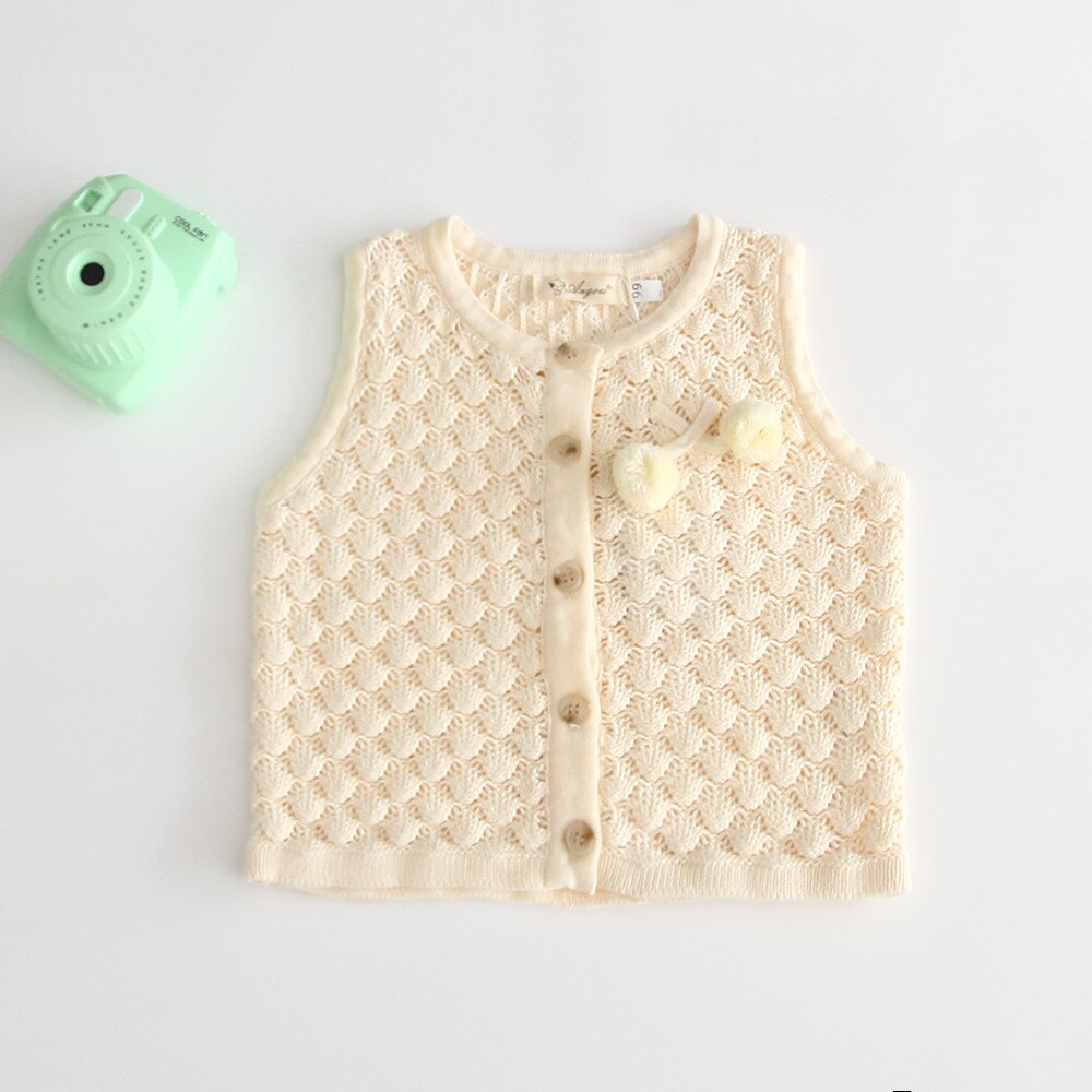 Infant Unisex Baby Knit Vest Round Neck Sleeveless Buttons Cardigan Sweater 0-1 Years