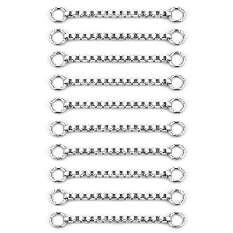 10 Uds. De cadena de extensión soldada de acero inoxidable de 3cm/5cm, collar dorado, extensor de pulsera, cadenas de cola para suministros de joyería DIY: Blanco