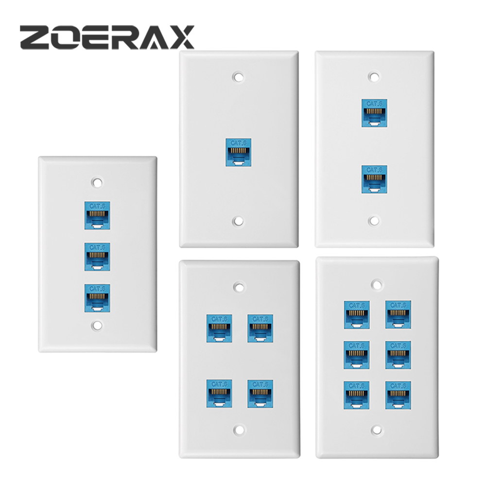 Plaque murale Ethernet ZoeRax Cat 6, plaque murale Ethernet femelle-femelle amovible Compatible avec les appareils Ethernet Cat6/5/5e