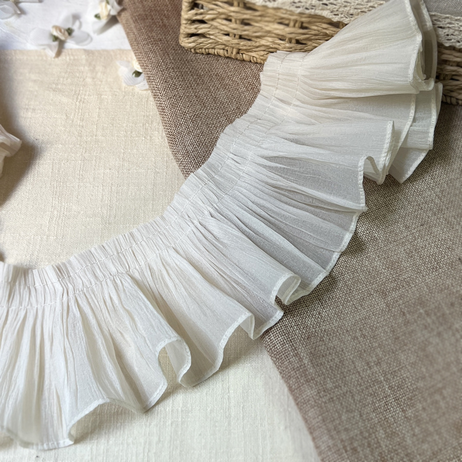 2/3/5 yards/lot 10 cm Dunne Zachte Abrikoos/Wit Kant Trim Ruche Kant voor jurk Zoom Applique SC322