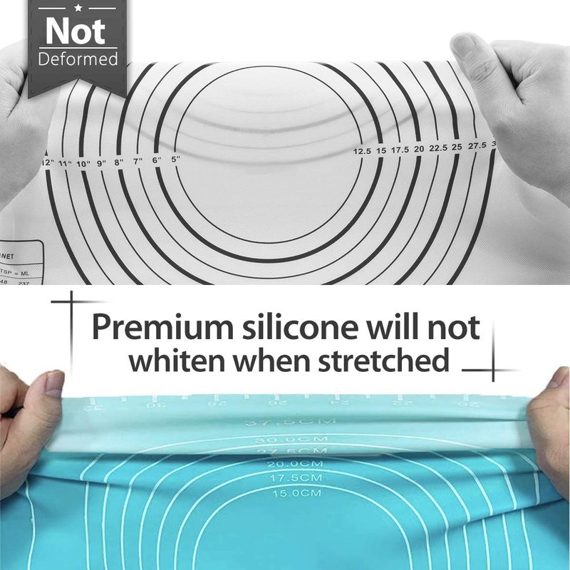 Silicone Pastry Baking Mat Extra Large Non Slip with Measurement Non Stick Baking Dough Rolling Mat Pizza Cookies Kneading Matts