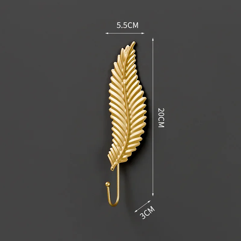 Ganchos de Metal con forma de hoja dorada, colgador de pared, estante de almacenamiento colgante para toallas, ropa, decoración del hogar y el baño, organizador, ganchos de pared, 1 ud.: Verde claro