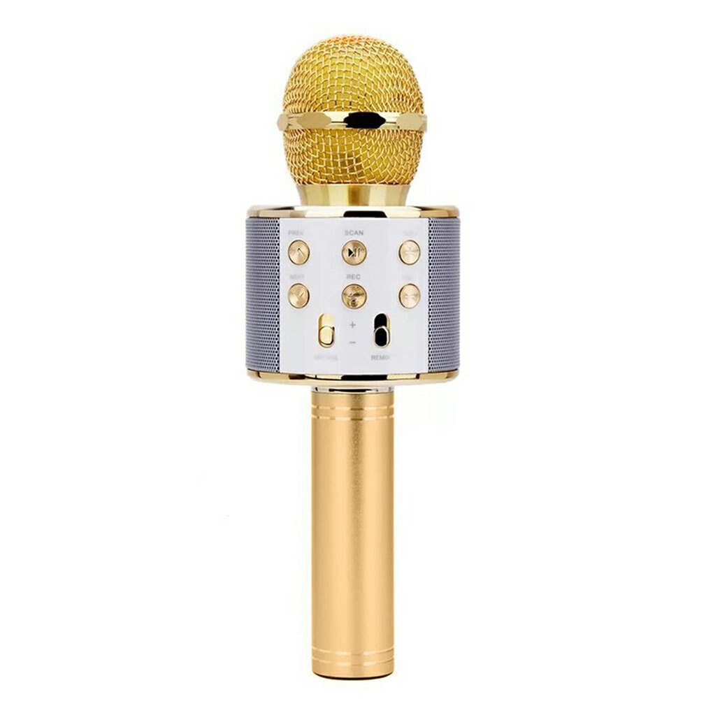 Wireless Karaoke Microphone Micro 4 in 1 portable karaoke player 12 sound effects for home KTV / Party: Yellow