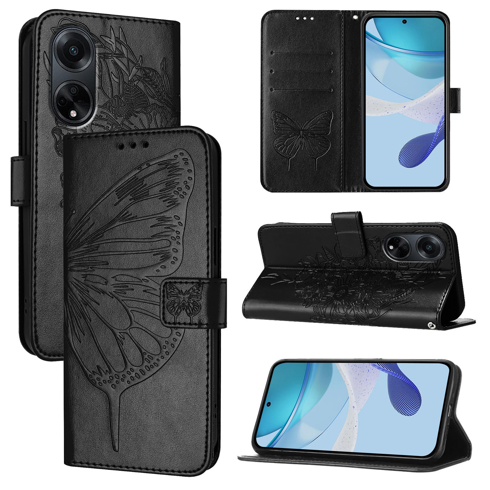 Étui portefeuille à rabat en cuir PU pour Oppo A60 4G, coque de téléphone, porte-cartes papillon, pour OPPO A60 A38 A18 4G A98 5G