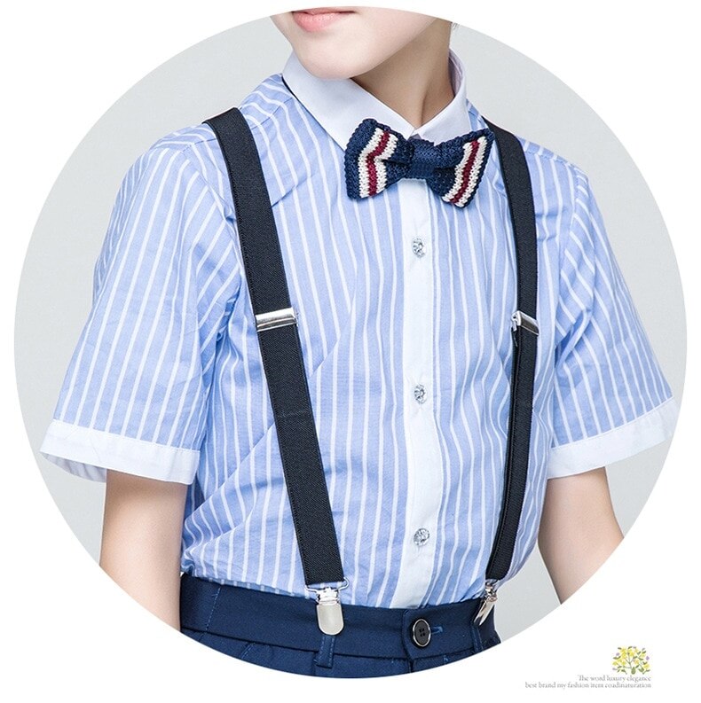 Angleterre garçons école uniforme formel rayé chemise globale plage fête enfant été Costume fleur garçons Boutique vêtements 194008