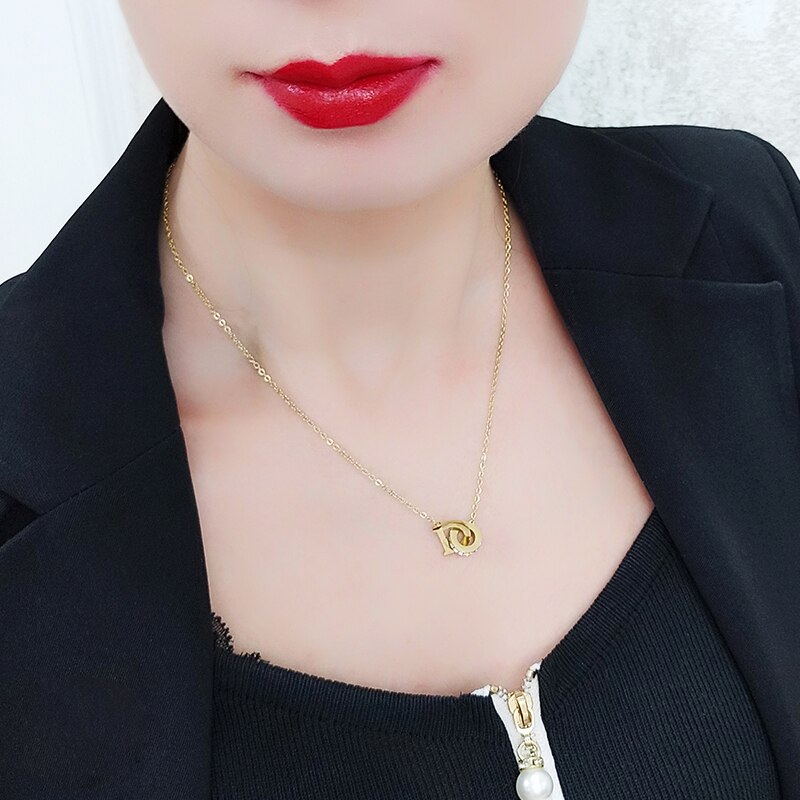 tun knapp Anhänger Weibliche Halsketten Goldenen Hals Kette für frauen Edelstahl Schmuck