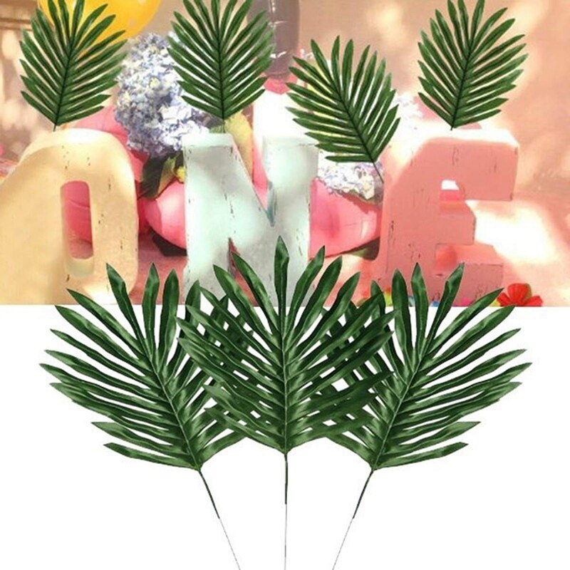 24 stk kunstige palmeblade med stilke tropisk plante kunstige blade safari blade hawaiian luau fest jungle strand fødselsdag deco