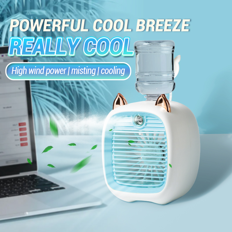 Draagbare Airconditioner Usb Mini Luchtkoeler Ventilator Waterkoeling Ventilator Met 3 Speed 2 Modi Spray Luchtbevochtiger Purifier Voor Auto Thuis