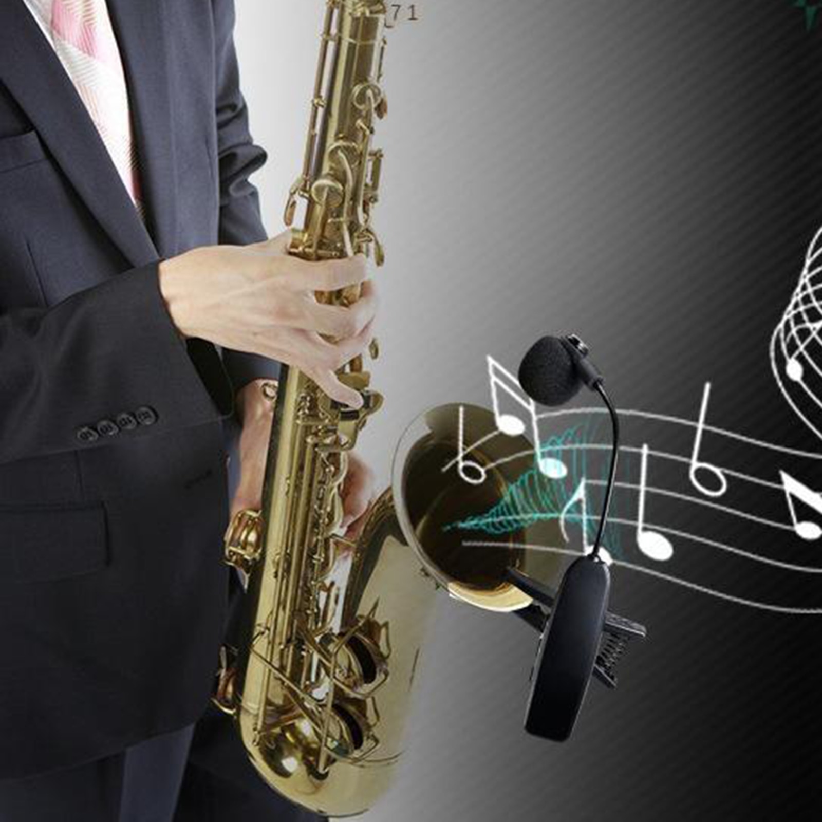 Uhf Saxofoon Microfoon Draadloze Microfoon Systeem Clip Op Instrumenten Voor Saxofoon Trompet Sax Hoorn Tuba Prestaties Microfoon