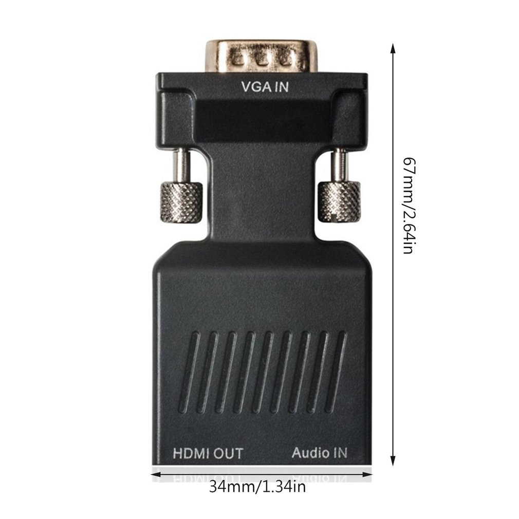 VGA Male to HDMI Female Converter with Audio Adapter Cables 1080P for HDTV Monitor Projector PC PS3