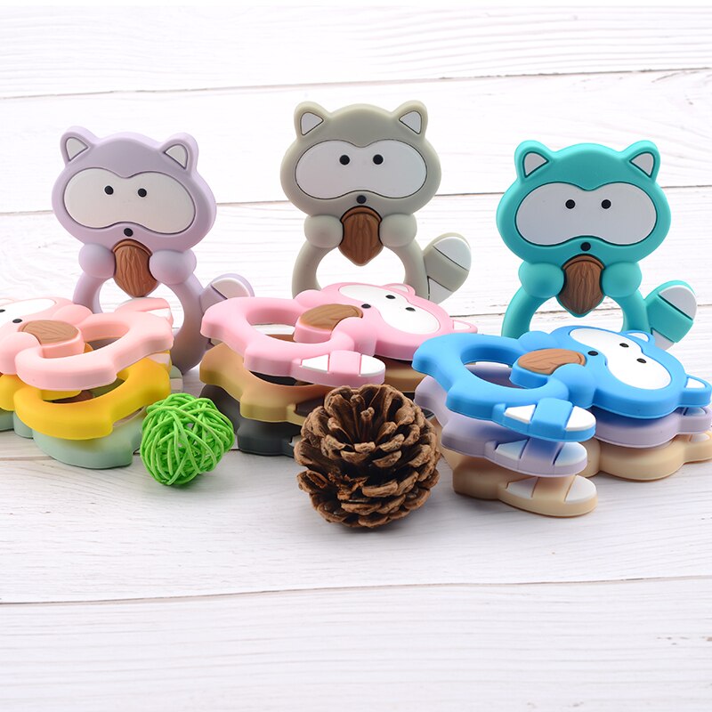 Raccoon Silicone Teether 1pc Silicone Beads Soft teether DIY Baby Teething Toys Necklace Accessories Infant Chew Toys