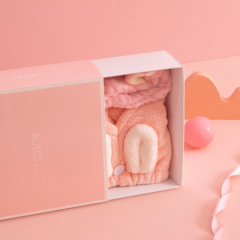 Roze Meisjes Droog Haar Cap Verdikte Water-Absorberende Sneldrogende Coral Fleece Badmuts Wassen Gezicht Hoofdband Set voor Make-Up Remover