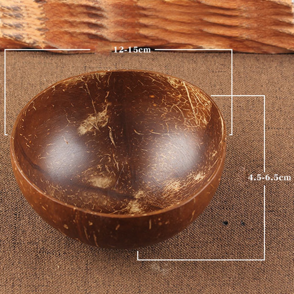Cuenco con forma de cáscara de coco, cuchara artesanal para fruta, ensalada, fideo, arroz, contenedor de comida, decoración reutilizable, almacenamiento, decoración artesanal