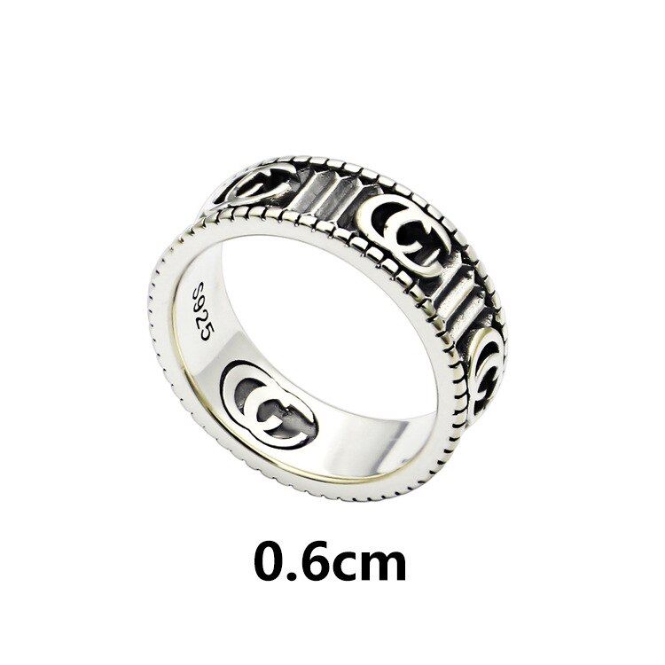 Titanium stalen sieraden g letter streep ring liefhebbers snijwerk textuur ring