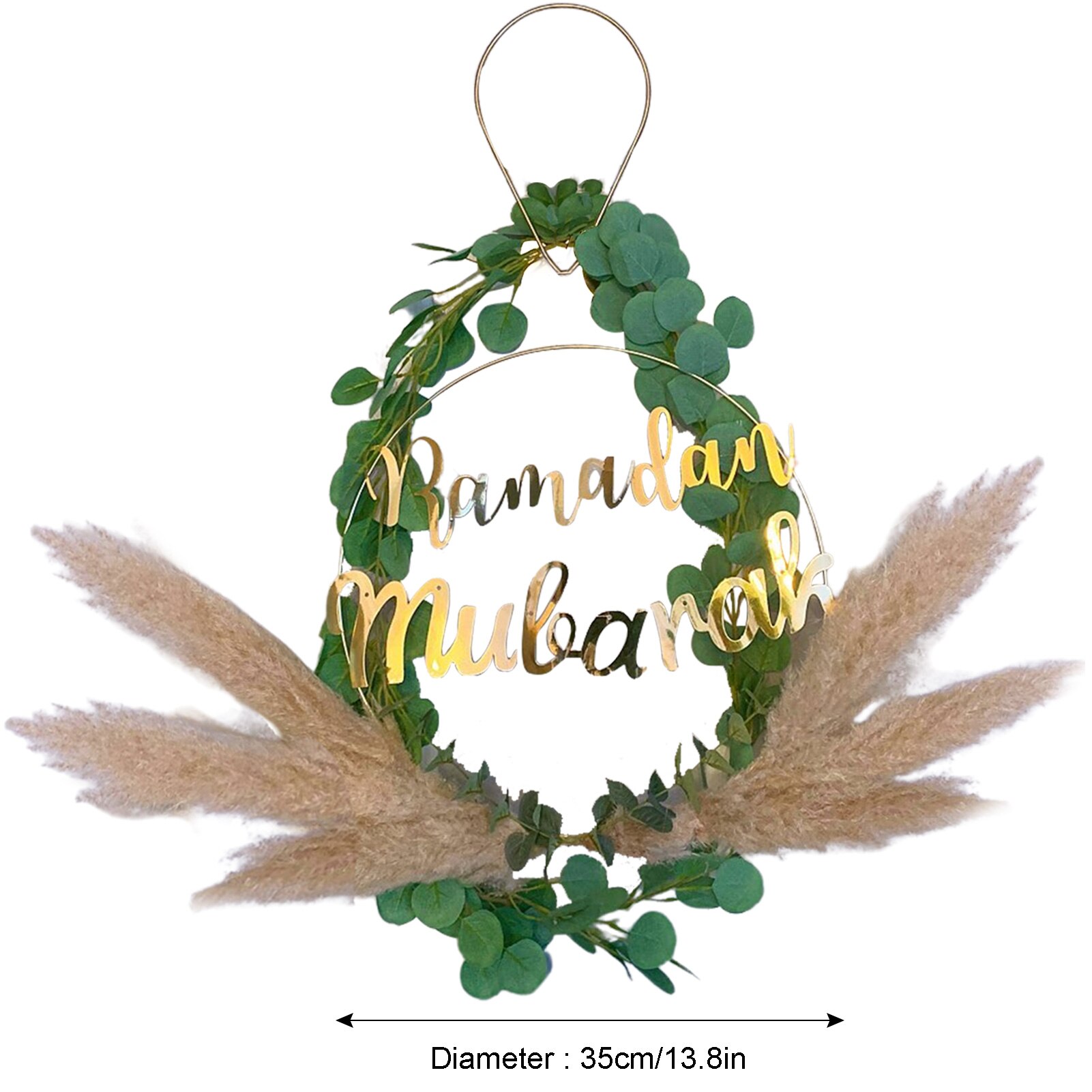 Eid Mubarak – guirlande suspendue décorative, guirlande de feuilles florales artificielles avec Festival imprimé pour porte d'entrée, roseaux artificiels