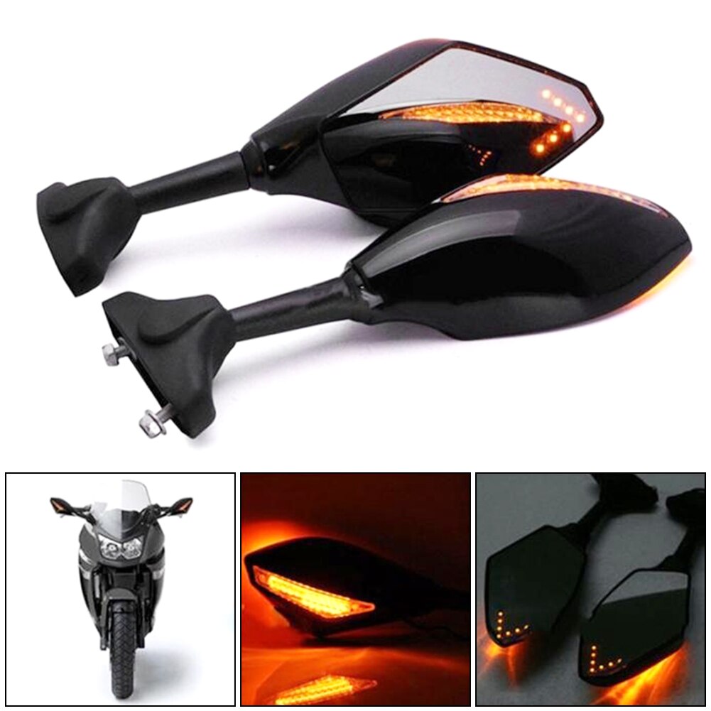 50% Sales! 2Pcs Motorcycle Handlebar Mount Achteruitkijkspiegel Met Led Knipperlichten