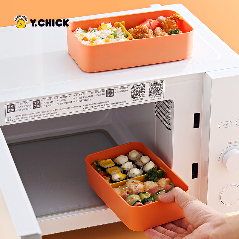 Y.Chick Kids Lunch Box For School Microwave Plastic Bento Lunch Box With Movable Compartments Salad Fruit Food Container Box