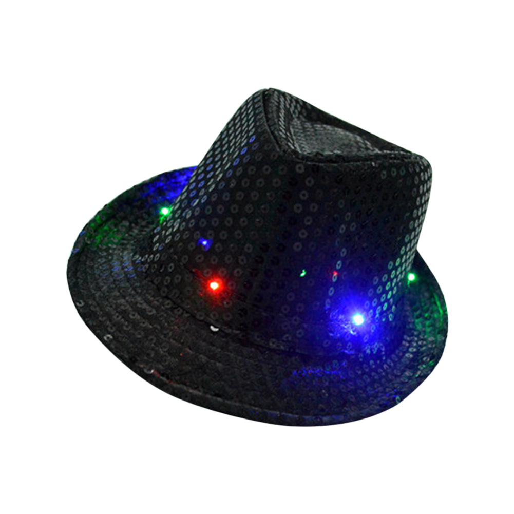 Adult/Kids LED Cap Flashing Light Up Sequins Birthday Masquerade Party Hat Props Women Men Casual Caps NOV99: adult black