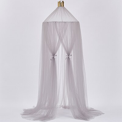 Baby Ronde decoraties Crib Netting Bed Opknoping Katoen Bed Luifel Klamboe Gordijn Voor Hangmat in De Baby 'S Room Vlag decor: GRAY