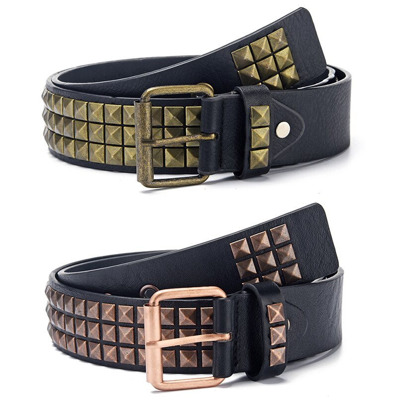Square Bead Rivet Belt Metal Pyramid Belt Men and Women Punk Hardware Jeans Belt Y2K Belt Belt Women's Belt