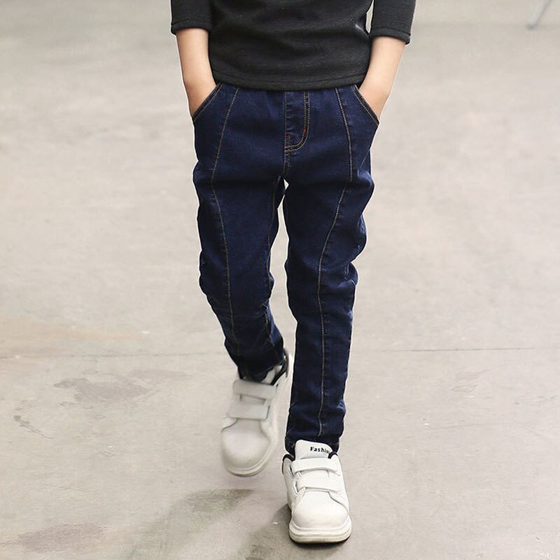IENENS 5-13Y Dei Ragazzi di Modo Jeans Diritti Sottili Giovane Ragazzo Casual Pantaloni Dei Capretti Del Bambino Dei Bambini del Denim Dei Pantaloni Lunghi Dei Jeans di Colore Solido: Style 2-Blue / 8T
