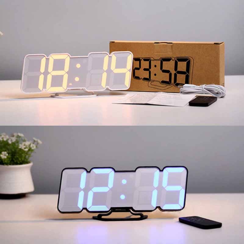 3D Wireless Remote Digital Wall Alarm Clock,115 Color Variations Of Led Digital, Voice Control Mode,Controller