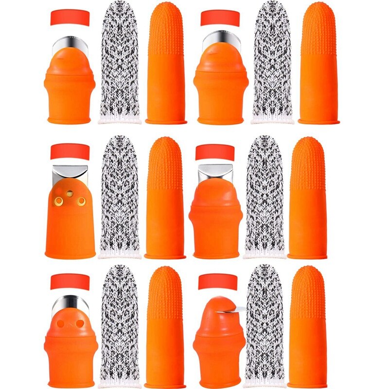 6 Sets Silicone Thumb Knife,Thumb Cutter with Finger Protectors Finger Cots,for Harvesting Vegetable,Fruit&amp;Plant: Default Title