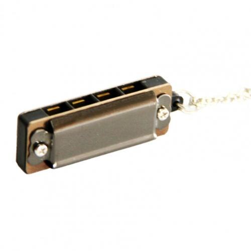 8 Tone 4 Hole Mini Harmony Pendant Small Harmonica Playable Songs Children's Musical Instruments Student Pendant: black
