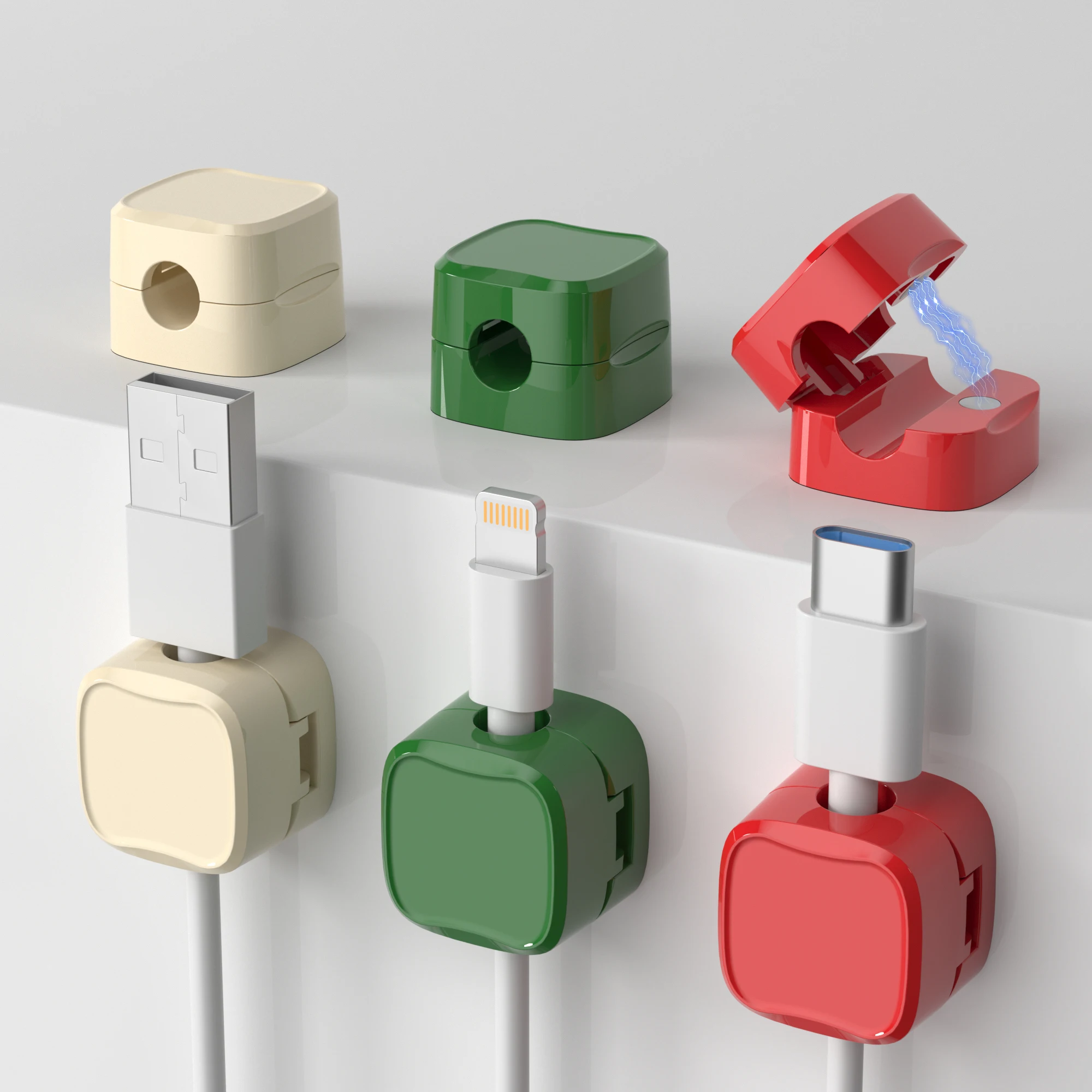 Organisateur de câbles, boîte de prise magnétique, enrouleur de câble en Silicone, Clips de gestion de câbles flexibles pour souris, écouteurs, câble de données de téléphone 6 pièces