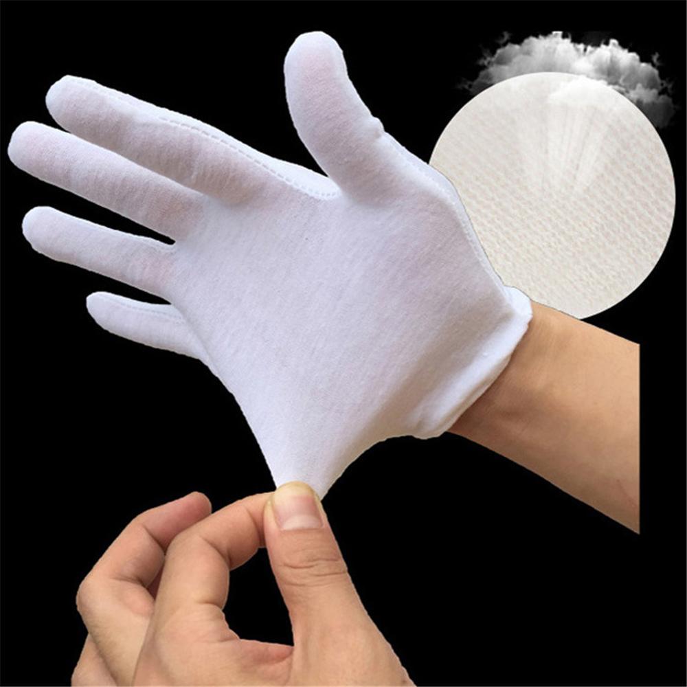 6/12/24 Pcs Elastische Witte Handschoenen Oversized Stretch Wit Katoen Zweet-Proof Ademend Voor Huis Schoonmaken handschoenen 5FM