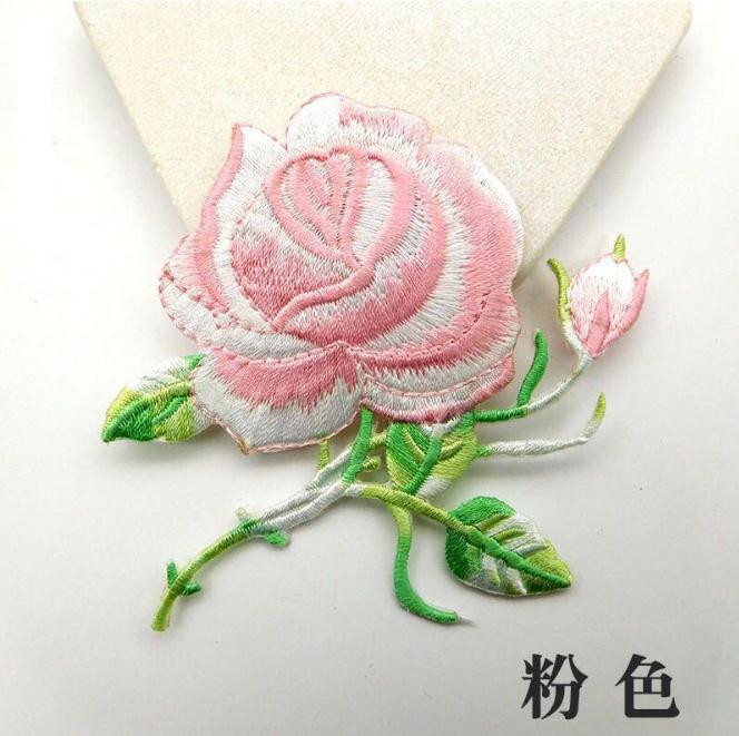 1Pc Rose Bloem Bloemen Patches Voor Kleding Ijzer Op Toepassing Kleding Geborduurde Patchwork Sticker Custom Naaien Accessoires: h