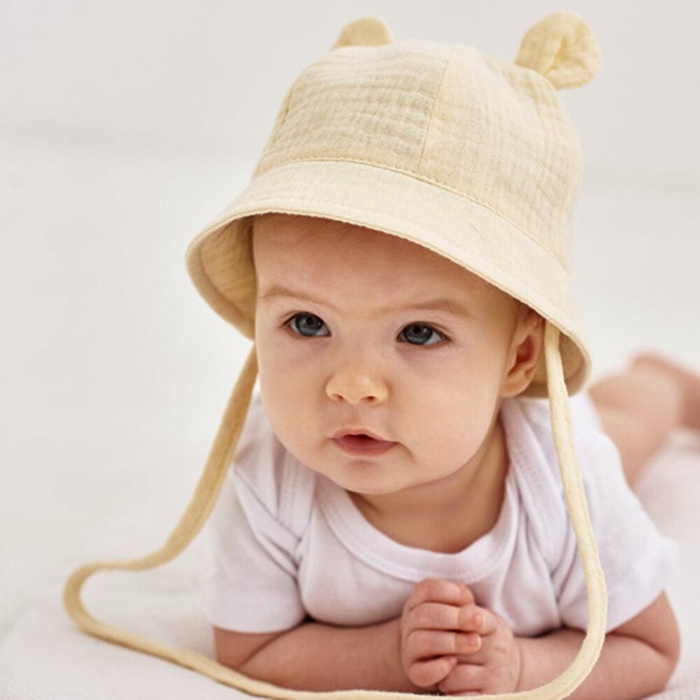 gorro niña Sombrero de cubo para bebé, sombrero de Sol de algodón de Color sólido, gorros de playa, sombrero de Panamá para niño y niña, accesorios de primavera y verano, 3-12 meses, 2022