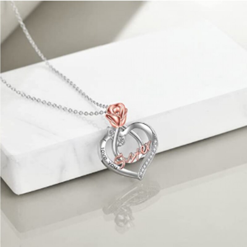 Exquisite Heart-Shaped Women&#39;s Necklace Sister Friendship Necklace Flower Pendant Christmas Commemorative