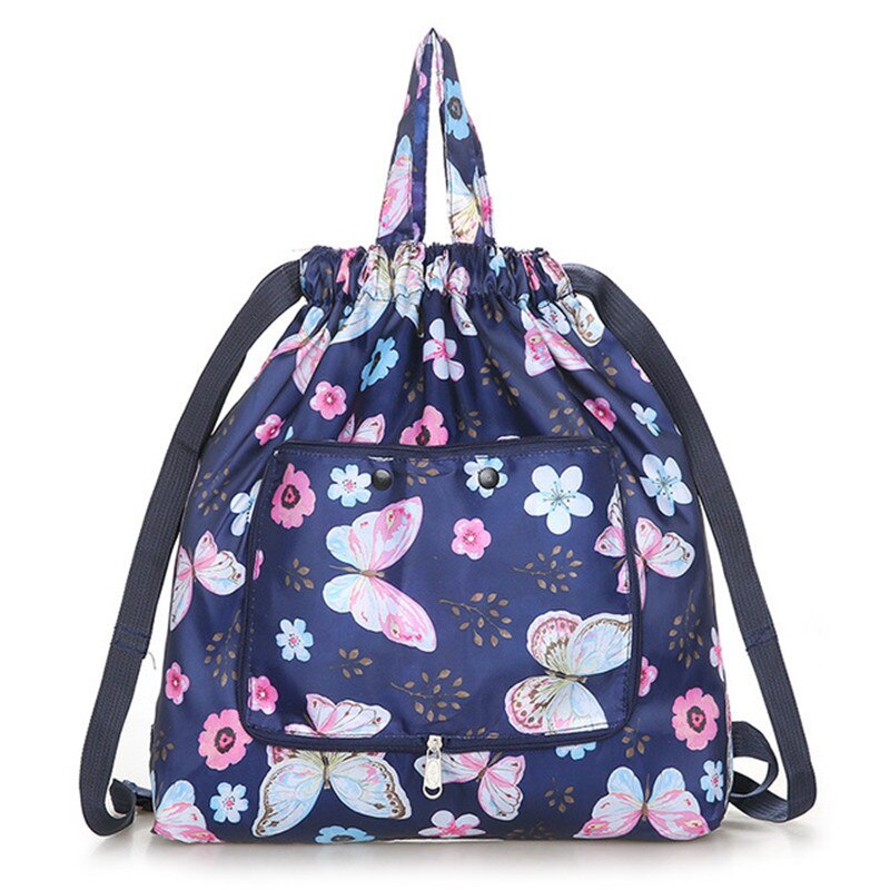 Grote Capaciteit Opvouwbare Koord Rugzak Schouder Wandelen Rugzak Opslag Drawsting Zak Bloem Zakken Vrouwelijke: L