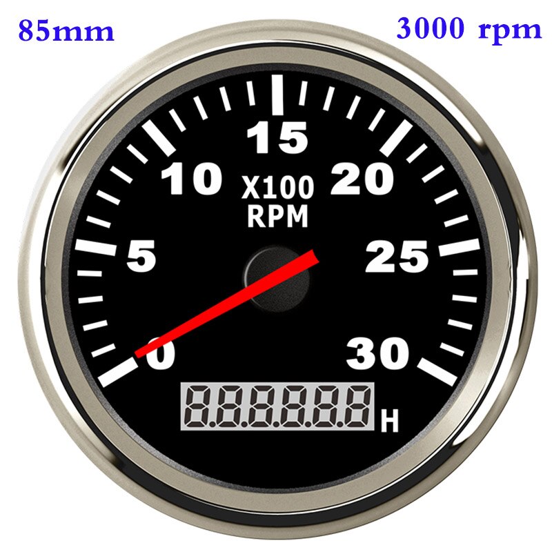 6000 8000 Rpm Tachometer Tacho Meter Gauge Hourmeter 12V/24V 85mm Toerenteller 12v Hour Meter Sensor For Marine Boat Car Truck: 3000 rpm BS
