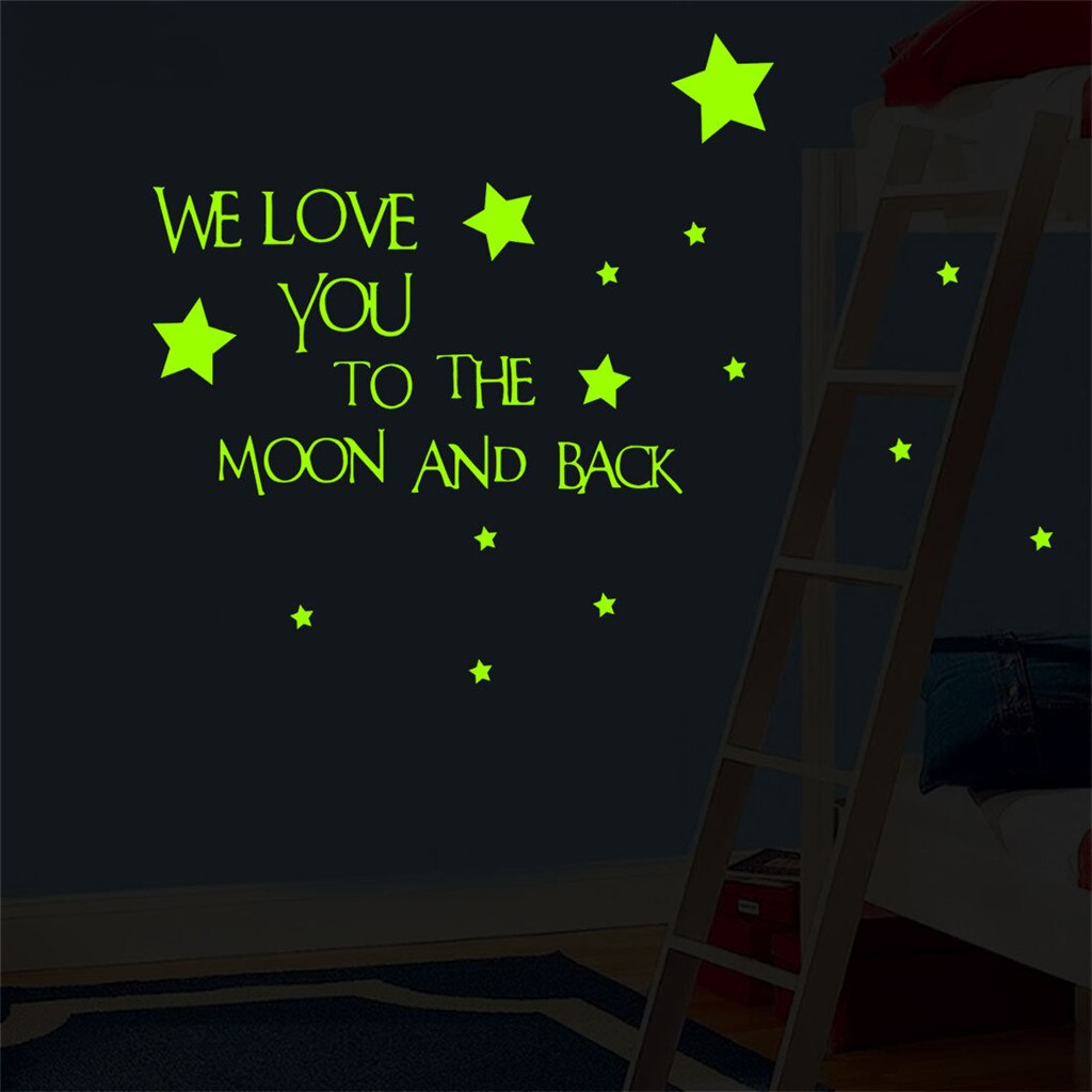 vriendelijke PVC glow sticker glow in the dark stickers Mooie muurstickers voor kinderen kamers: E