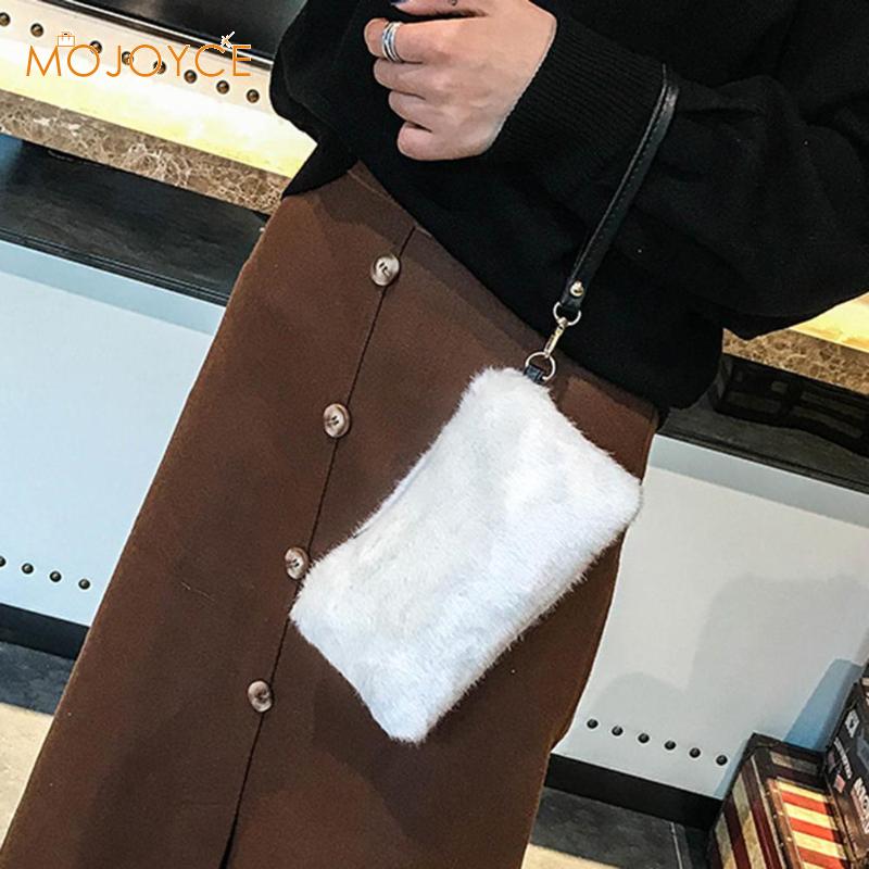 Enkel kuvert clutch väska plysch metall clutch väska plysch zip handväska kvinnlig enfärgad daglig plånbok