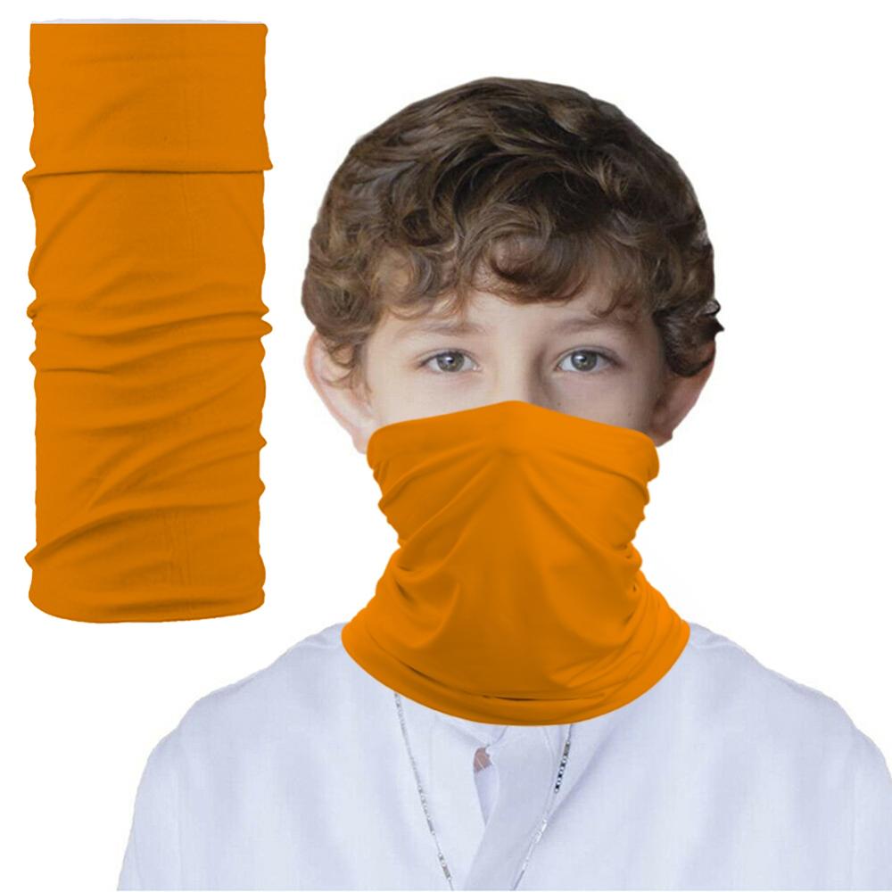 Multi Function Kids Scarf Snood Face Cover Neck Gaiter Bandana for Cycling Hiking Sport Outdoor, Washable and Reusable: orange