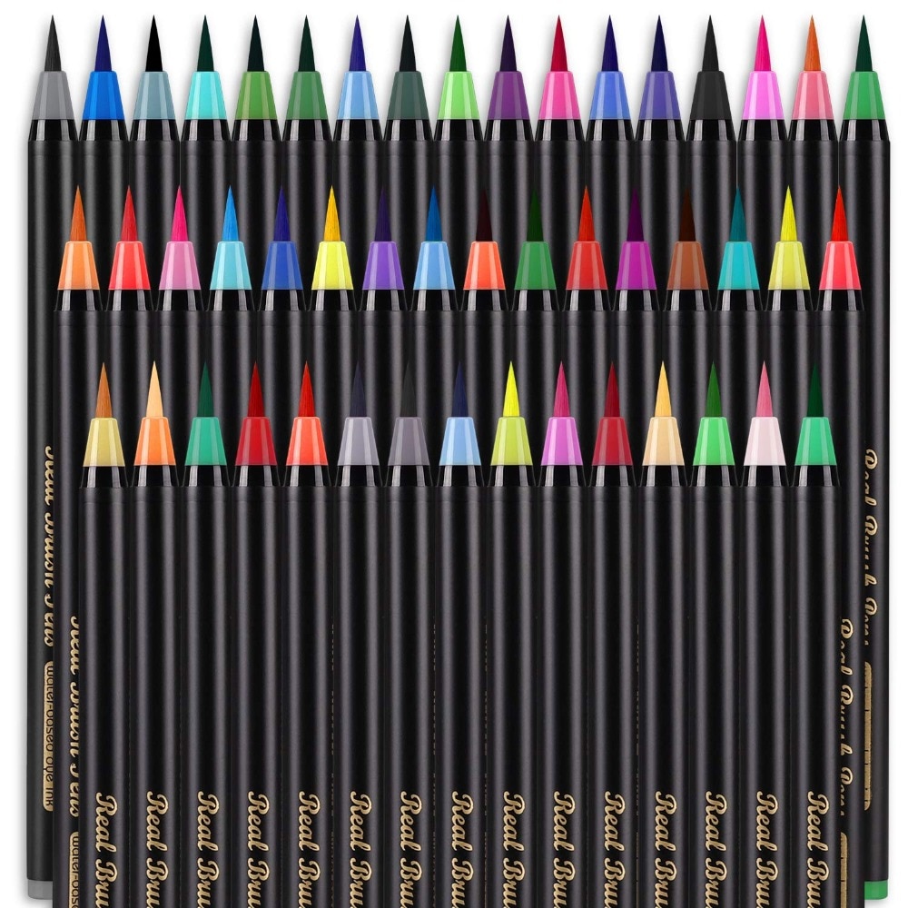 48 farver akvarel markører penselpenne, fleksible ægte pensel tip, maling penne til kunstnere, begyndere, voksne og børn farve
