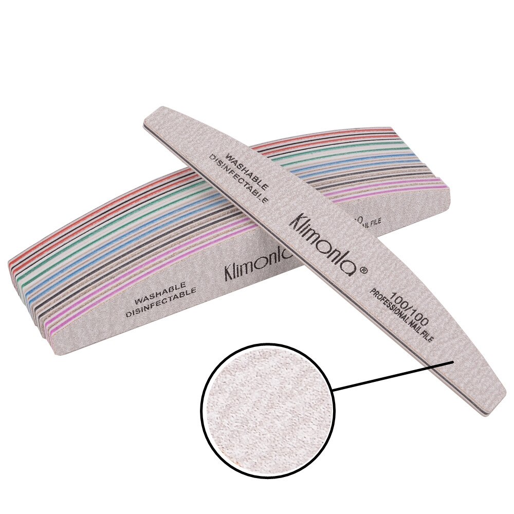 Lima de uñas , 80/100/150/180/240, lima de uñas de Gel de media luna, mezcla de colores, herramienta de belleza lavable para manicura y pedicura, 3 unids/lote: 100 grit