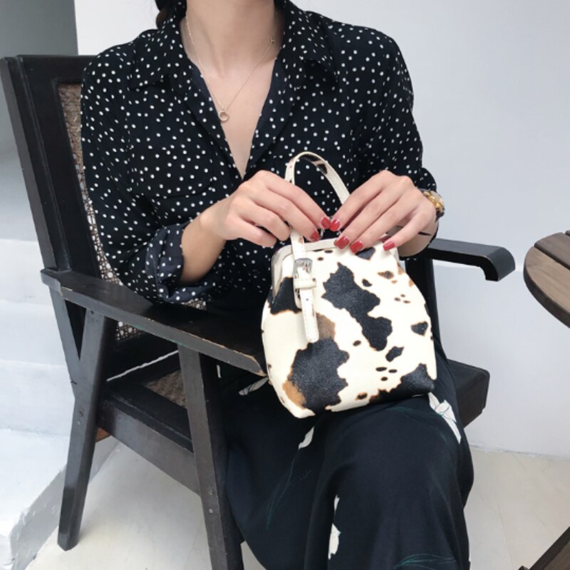 Moda chique sacos de festa pequenos sacos de couro mensageiro bolsa feminina bolsas bolsas totes crossbody vaca pontilhada couro sacos do plutônio: Default Title