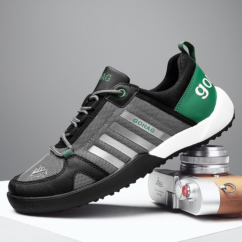 Joggesko menn sommer fritidssko for menn hvite sko for menn med snøring pustende lerretssko for menn tilfeldig sklifri svart 39